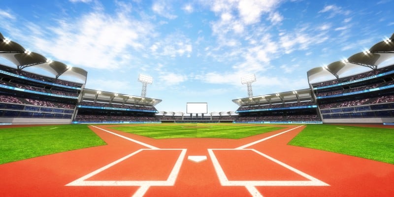 Baseball field blue sky