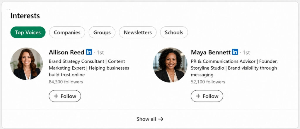 example of how to showcase relevant interests that match your work experience and career goals